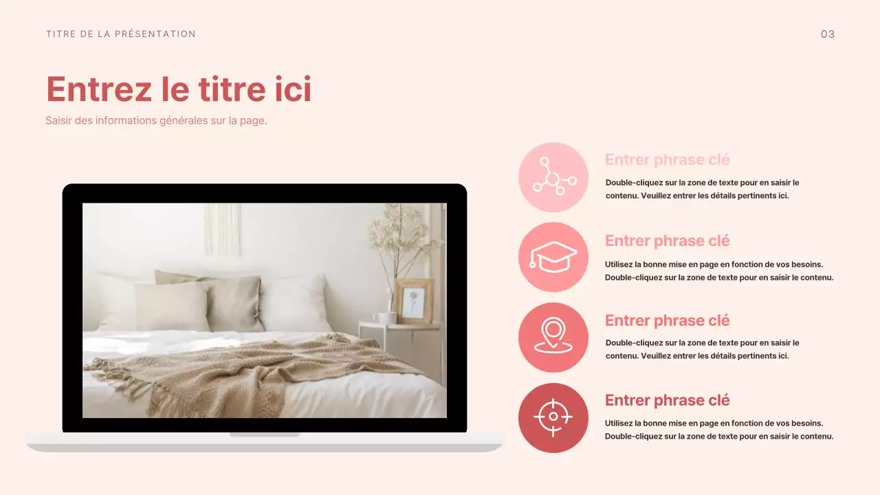 Présentation de différentes mises en page dans des tons rouges apaisants