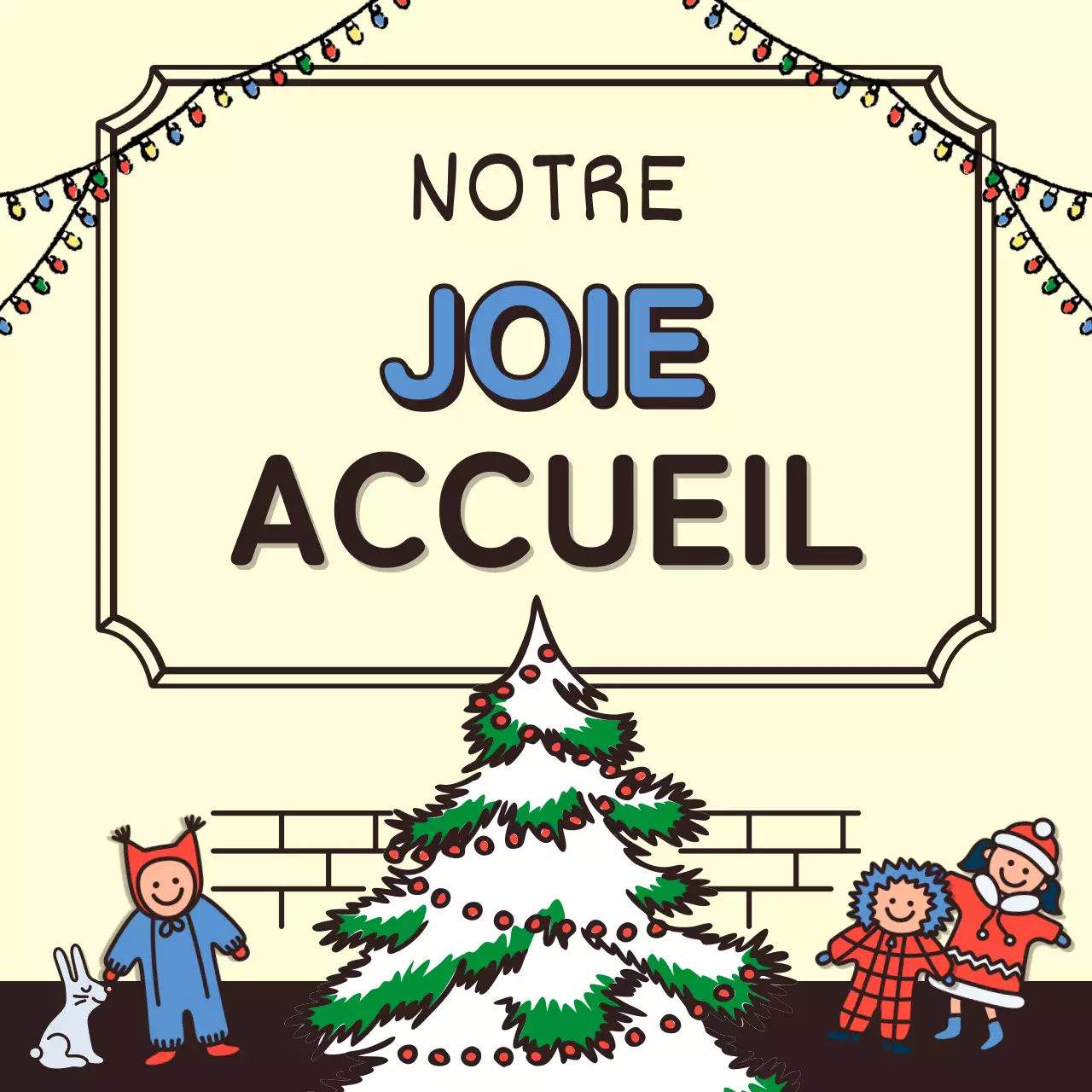 Vacances d'hiver avec de jolies illustrations en beige