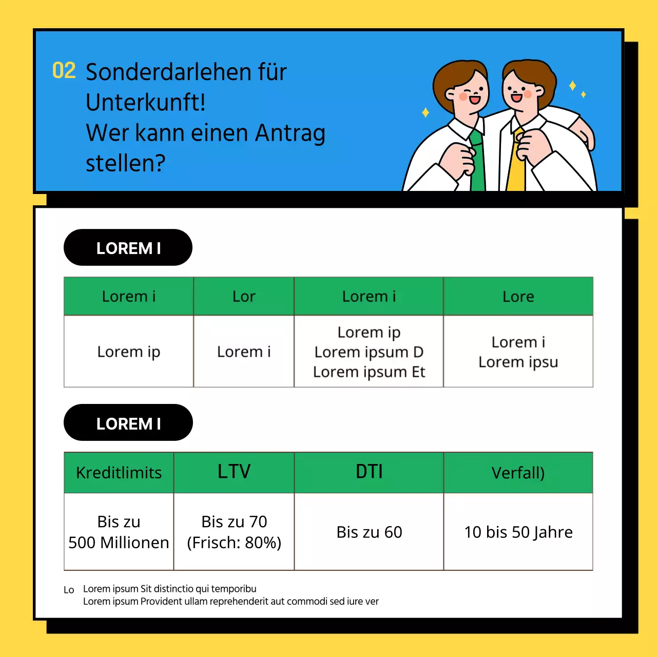 Informationen zur Beantragung eines gelben und grünen Spezialisierungskredits für Wohnimmobilien