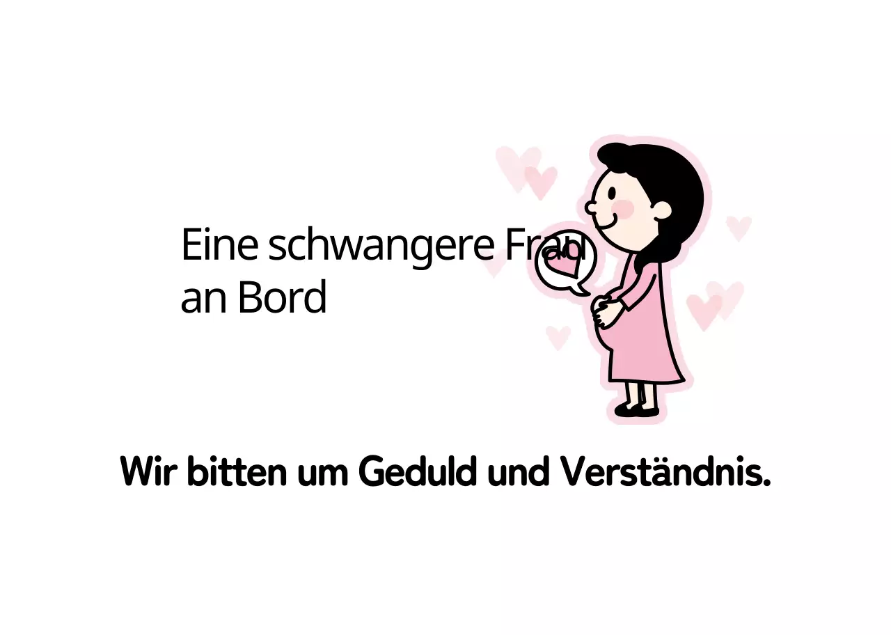 Rosa Illustration einer schwangeren Frau an Bord