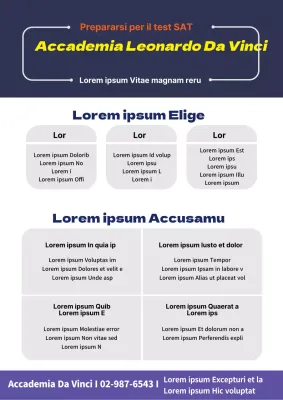 Promuovere il programma scolastico e le presentazioni in blu e grigio