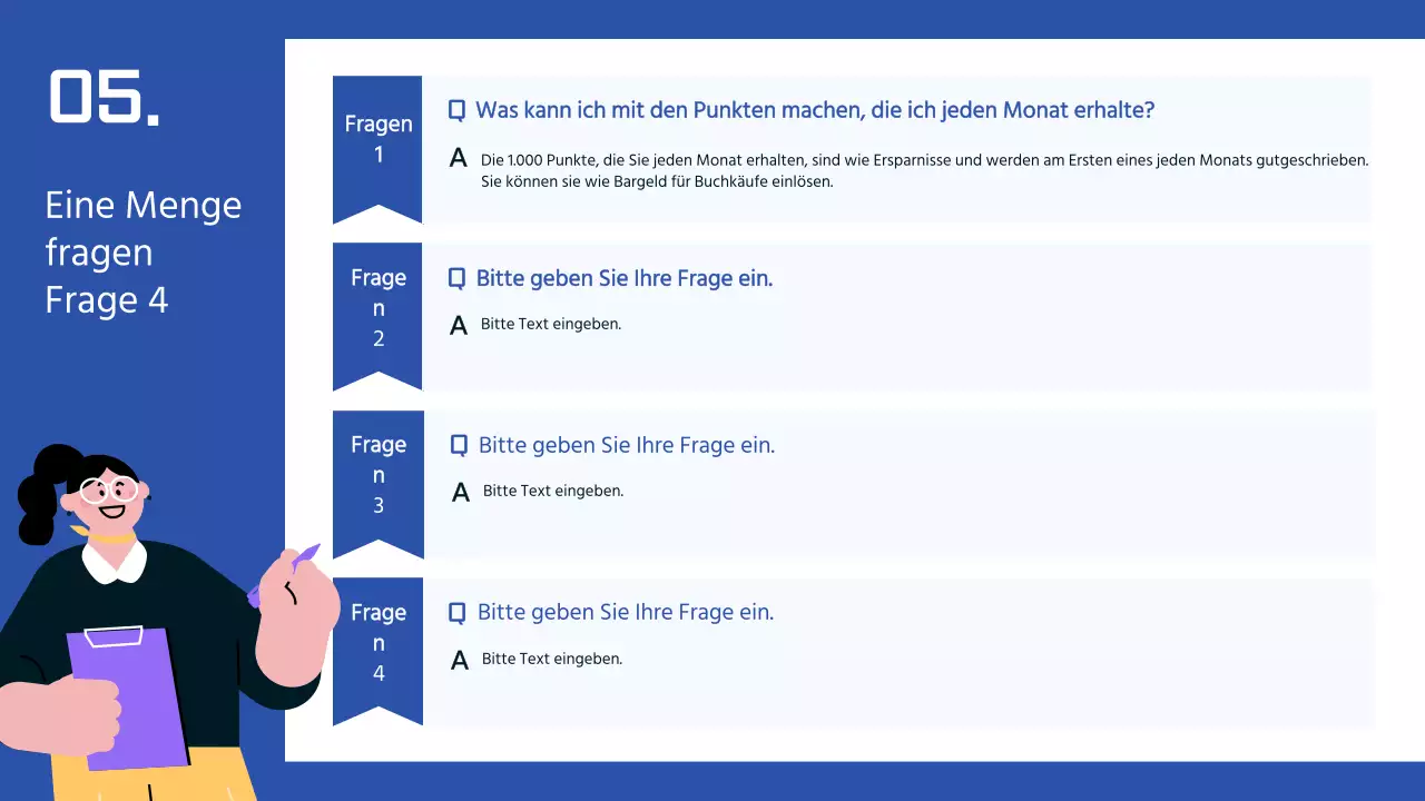 Ein Bücherregal-Thema mit menschlichen Illustrationen auf einem einfachen Hintergrund aus Lila und Blau.