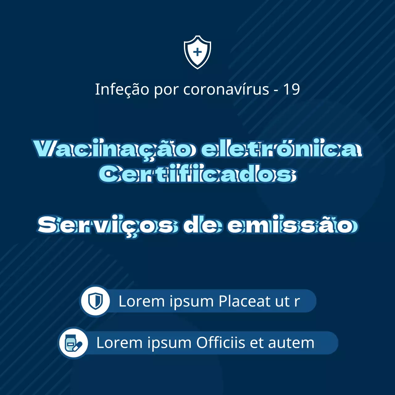 Guia para certificados de vacinação electrónicos simples em azul marinho e azul claro