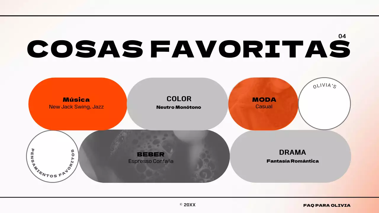 Infografía con un sencillo concepto de degradado en naranja y blanco Sobre nosotros