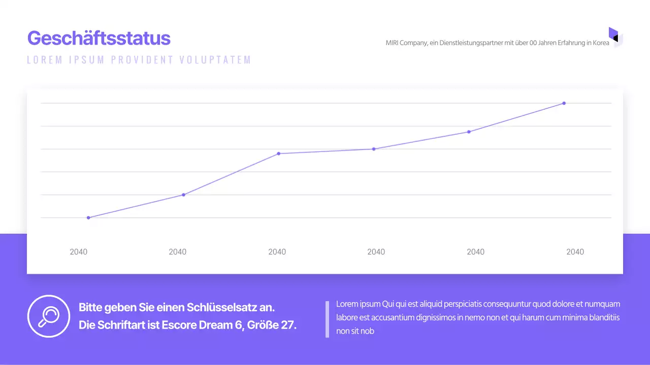 Einfaches Liniendiagramm eines Unternehmens in lila