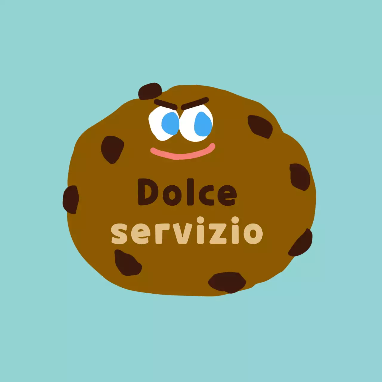 Illustrazione di un simpatico biscotto nei colori menta e marrone