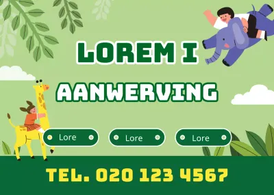 Groen Schattig Karakter Illustratie Kleuterschool Werving