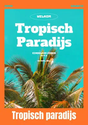 Tropische palmboom Tropical, een op vakantie geïnspireerde palmboom in oranje teal