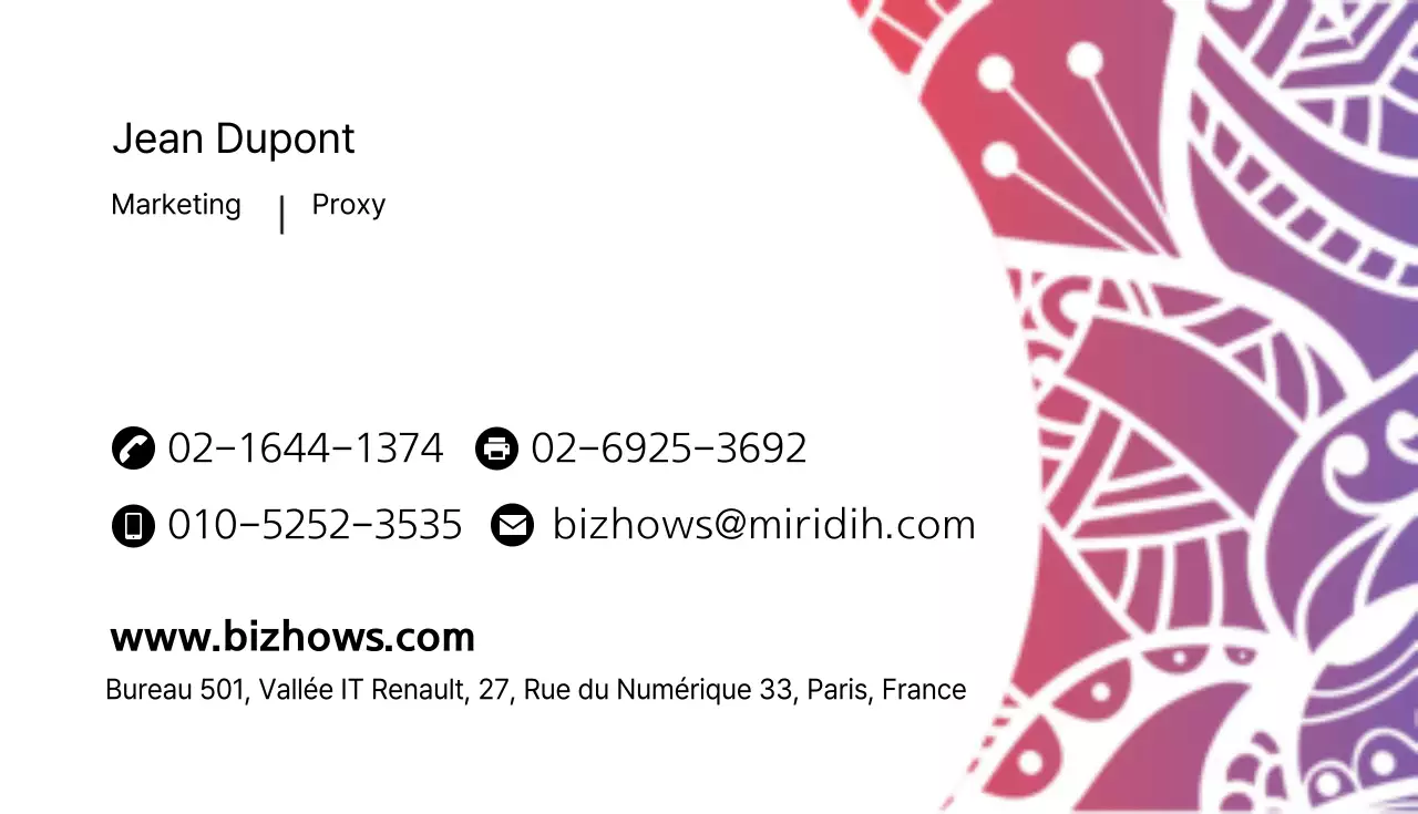 Carte de visite Point avec dégradé bleu