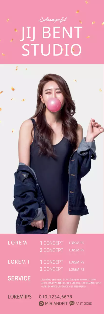 Prijzen voor een eenvoudige roze en witte studio