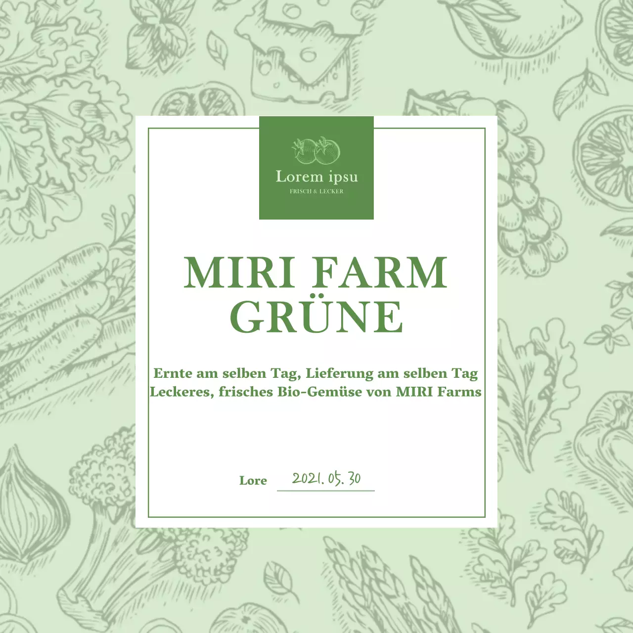 Postkarte, die Gemüse in Chartreuse illustriert