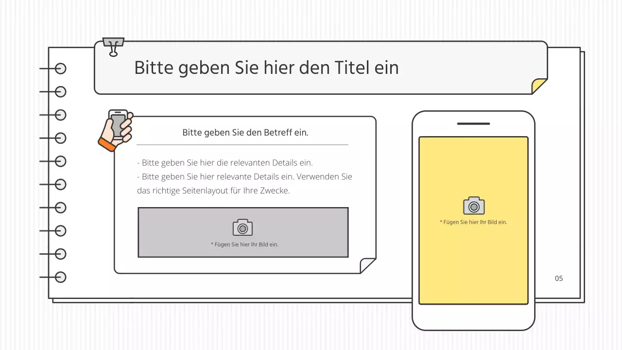 Saubere, konzeptionelle, pädagogische Präsentationsmappe in Weiß und Akzentfarben