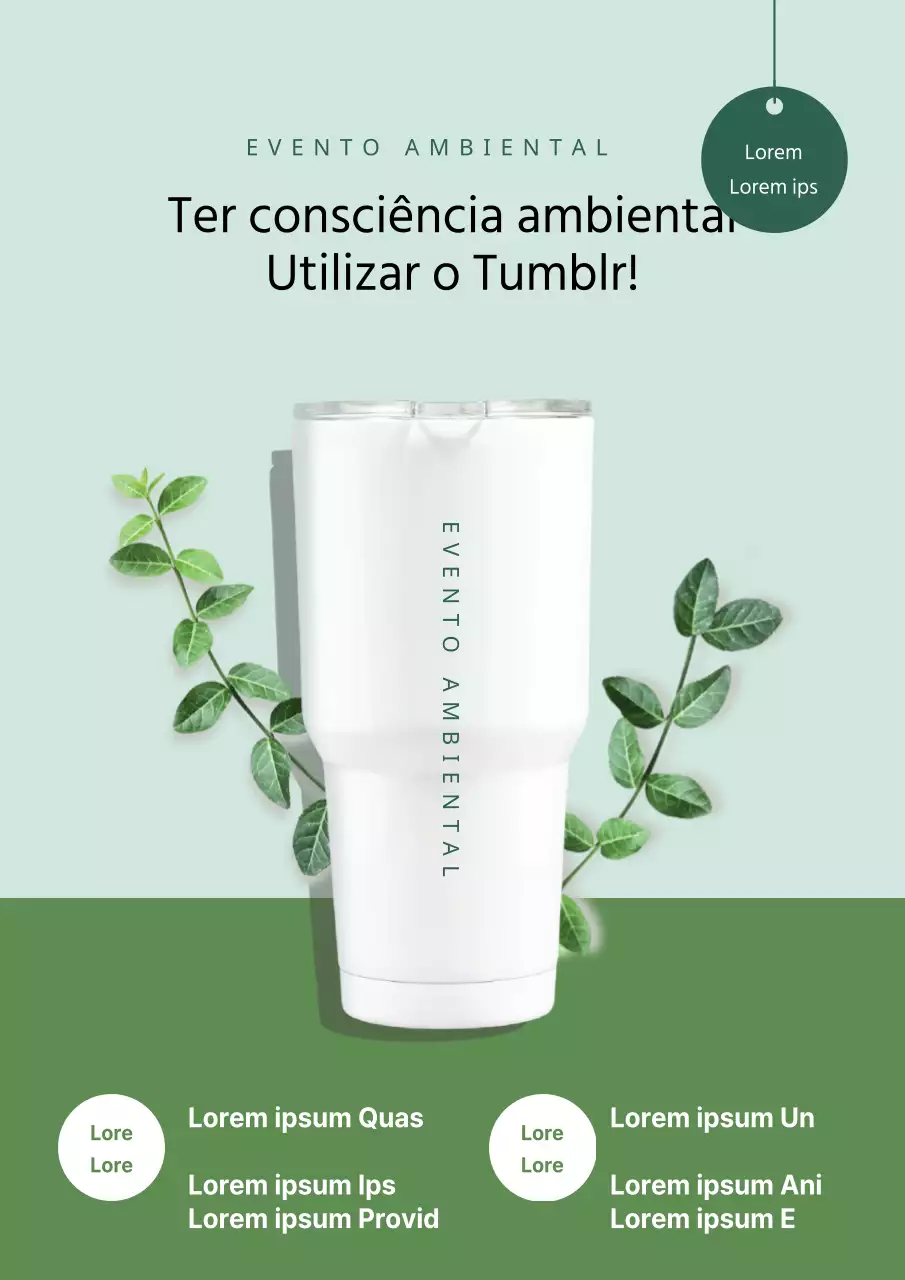 Folheto de evento de campanha com um tumblr verde e elegante