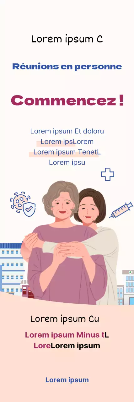 Instructions simples, illustrées en bleu et rouge, à suivre en face à face