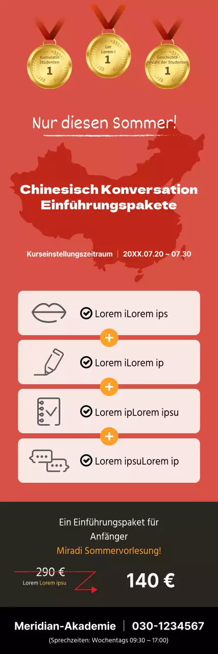 Roter und schwarzer einfacher Stil Chinesische Sprache Schule einleitende Paket Führer