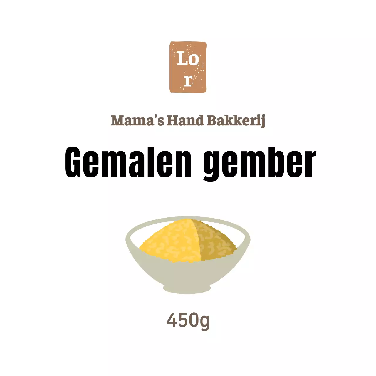 Witte eenvoudige delicatessen bijgerecht gemberpoeder sticker