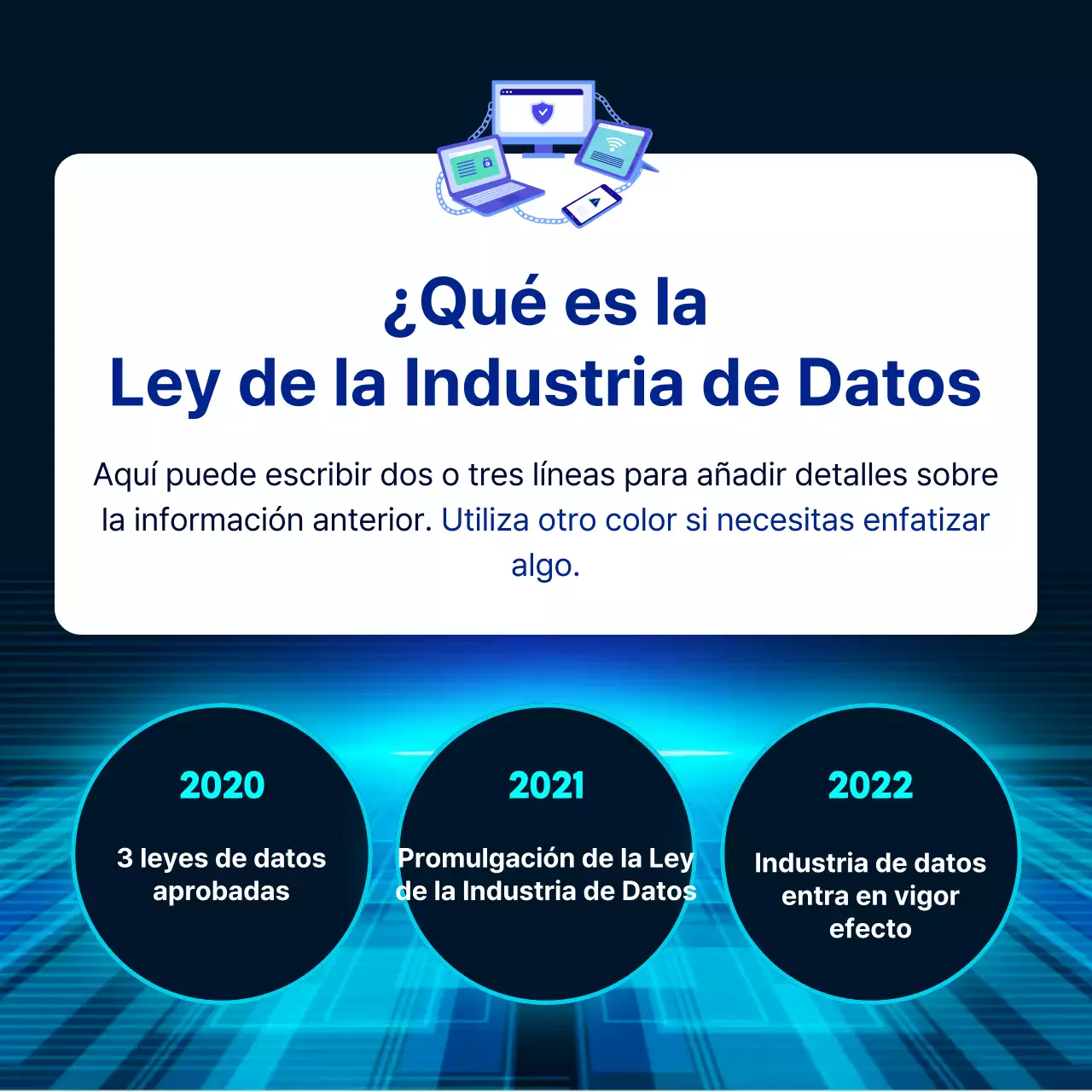 Directrices de la Ley de la Industria de Datos en gradiente azul