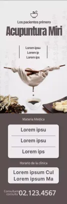 Un concepto sencillo en negro, marrón y gris pálido para la clínica de medicina oriental