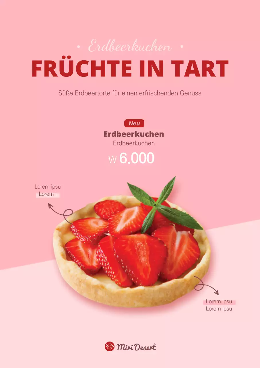 Erdbeerkuchen-Poster in Rosa