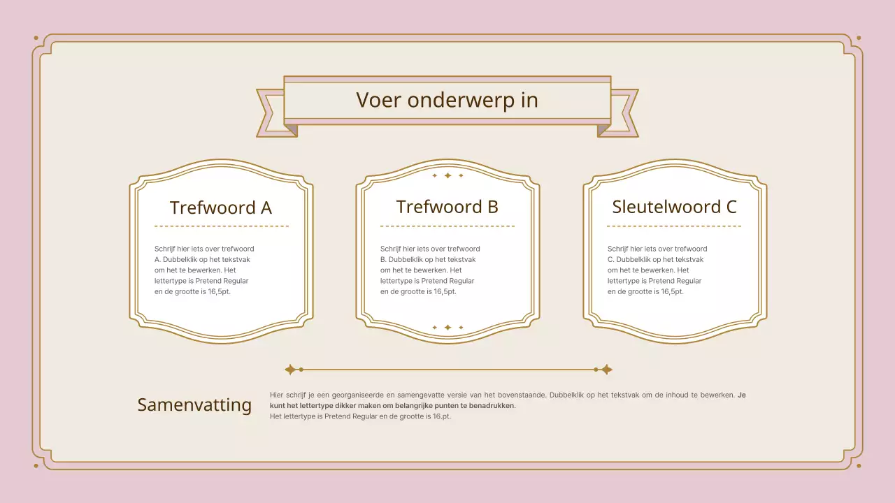 Vintage frame presentatieset in roze en goud