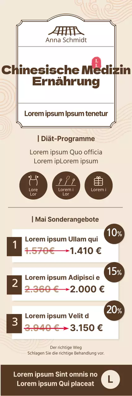 Einfacher Stil in Gelb und Braun Chinesische Medizin Diätprogramm Preisliste