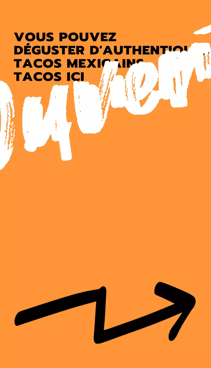 Conception d'un magasin de tacos en blanc, jaune et noir, avec écriture manuscrite grossière