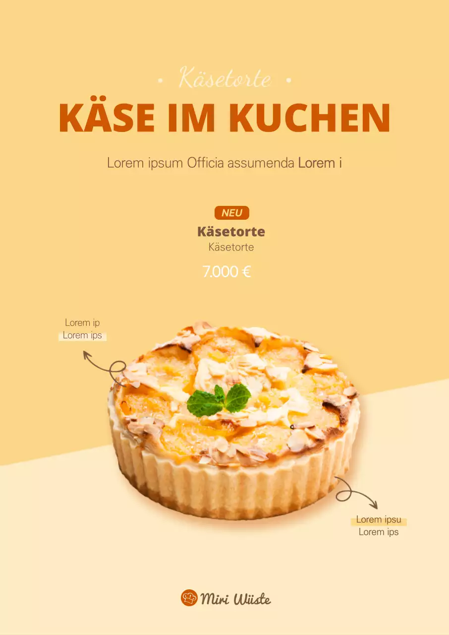 Poster für gelben Käsekuchen