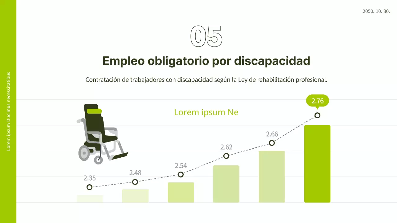 Ilustración en blanco y verde lima de un PPT de sensibilización sobre la discapacidad en el lugar de trabajo