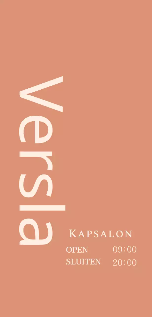 Bordje kapsalon met Engelse titel op getemperde rode achtergrond