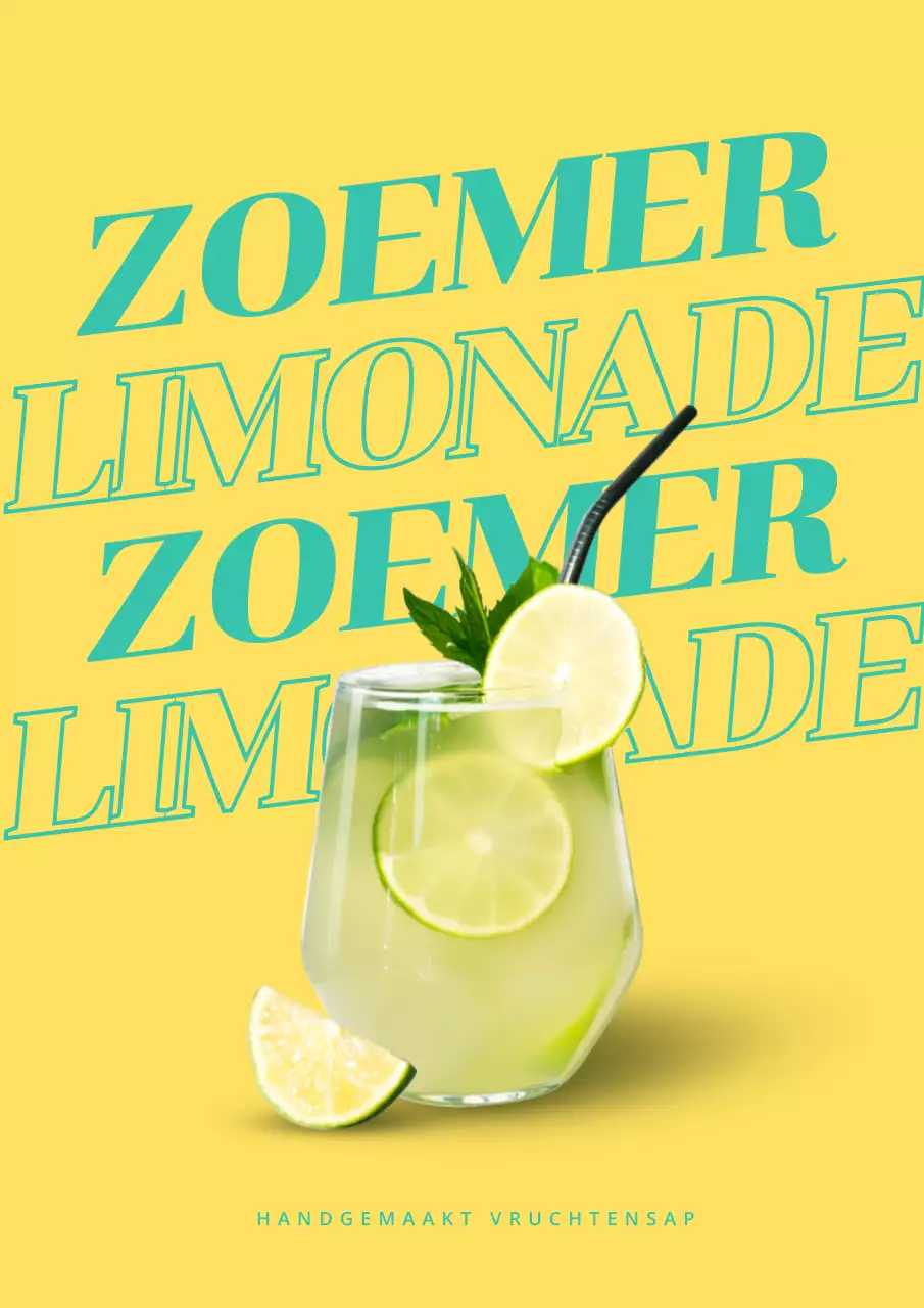 Promoot een tropisch zomerdrankmenu in geel en munt
