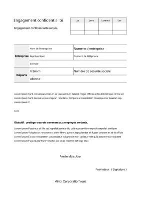 Engagement de confidentialité pour les documents d'entreprise au look noir