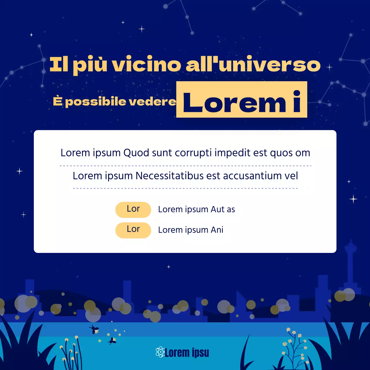 Oroscopo estivo illustrato in blu e giallo CardNews