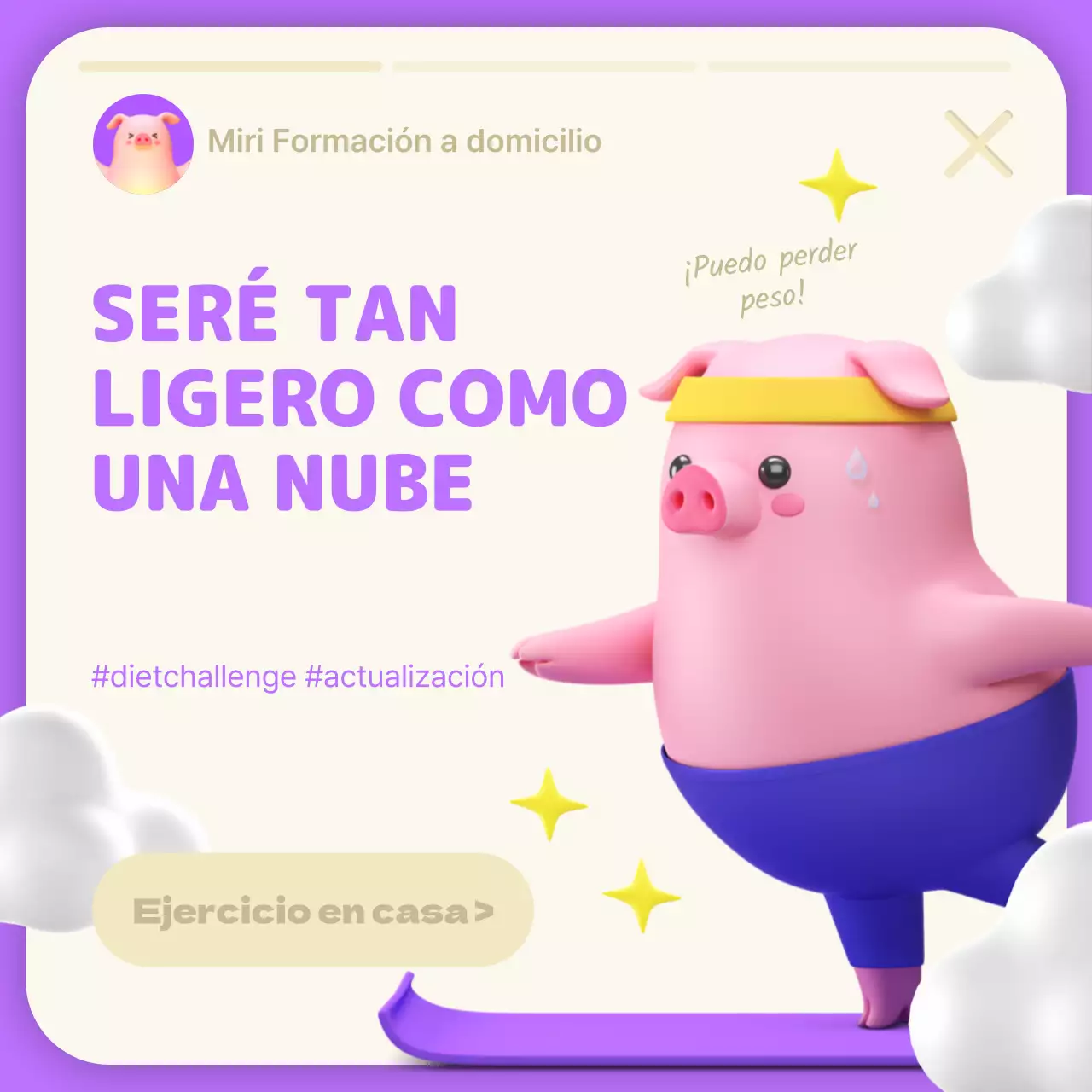 Actualizados los contenidos de entrenamiento en casa para los personajes 3D de color morado y amarillo.