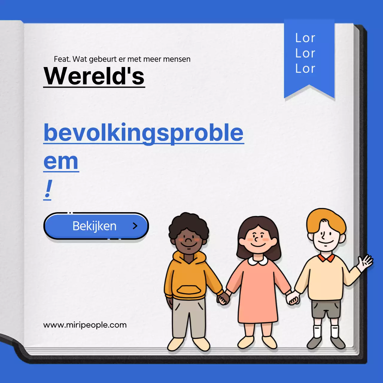 Wereldbevolkingsproblemen in blauw-wit KaartNieuws