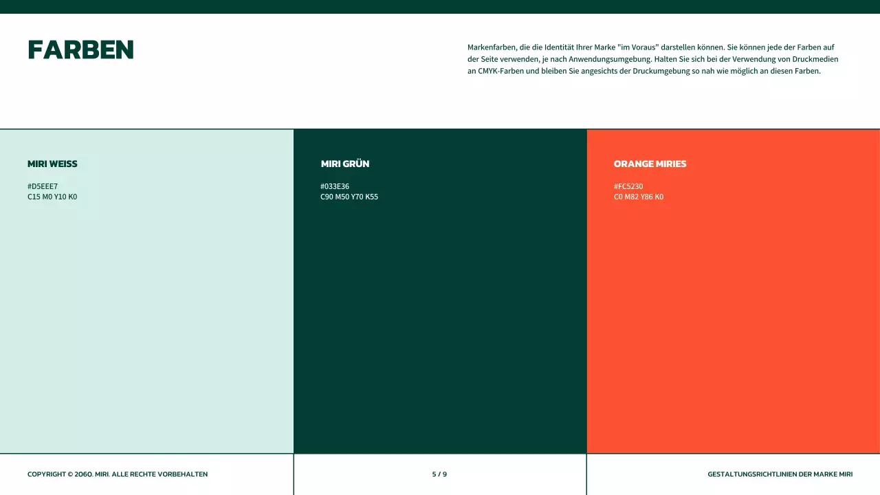 Einfache Markenrichtlinien in Grün mit orangefarbenen Akzenten