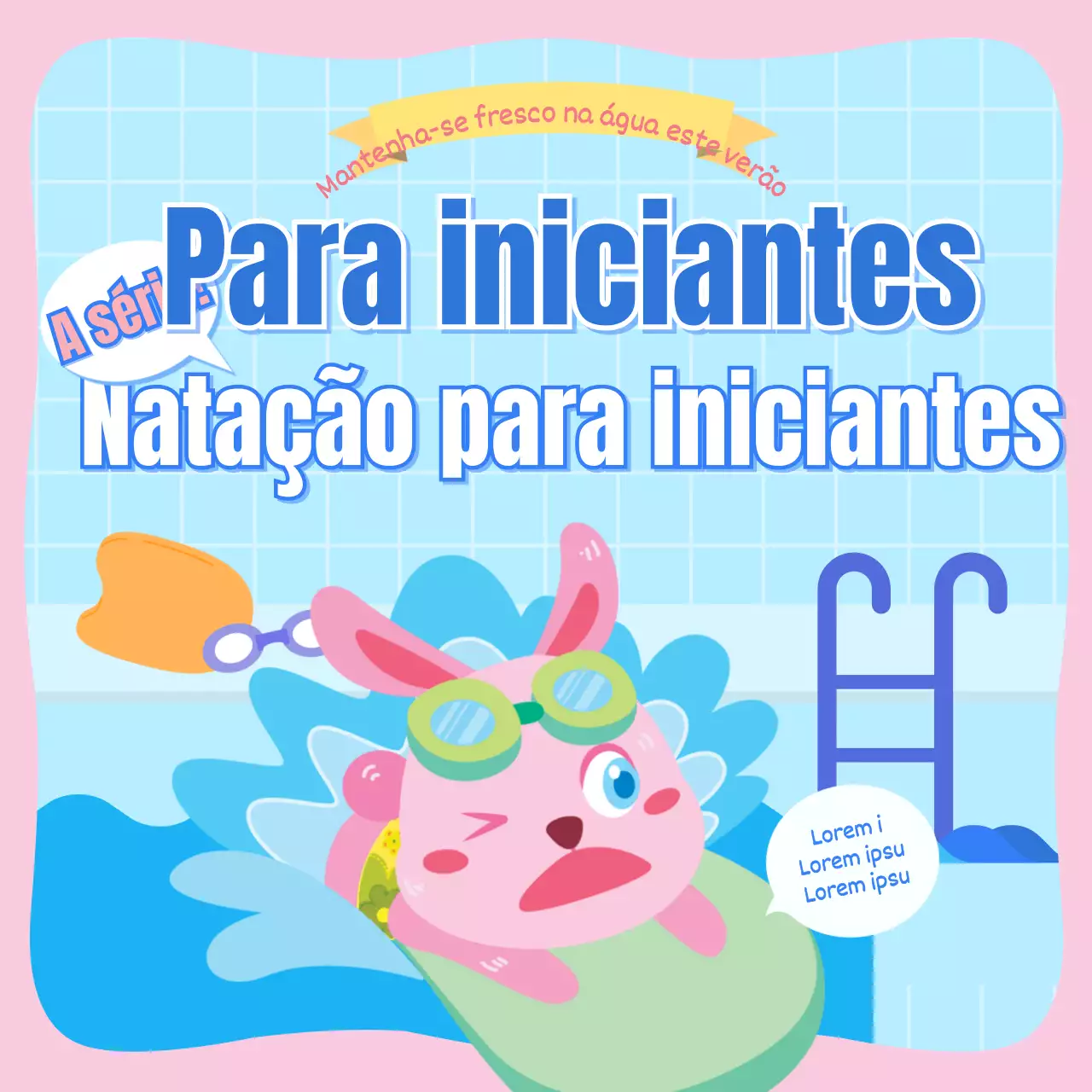 Natação para crianças em rosa e azul claro CardNews