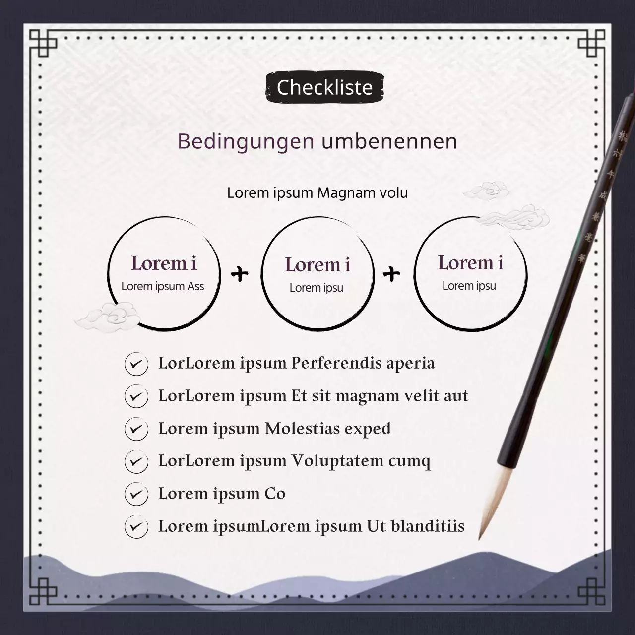 Traditionelle und klassische Nomenklatur in Marineblau und Schwarz