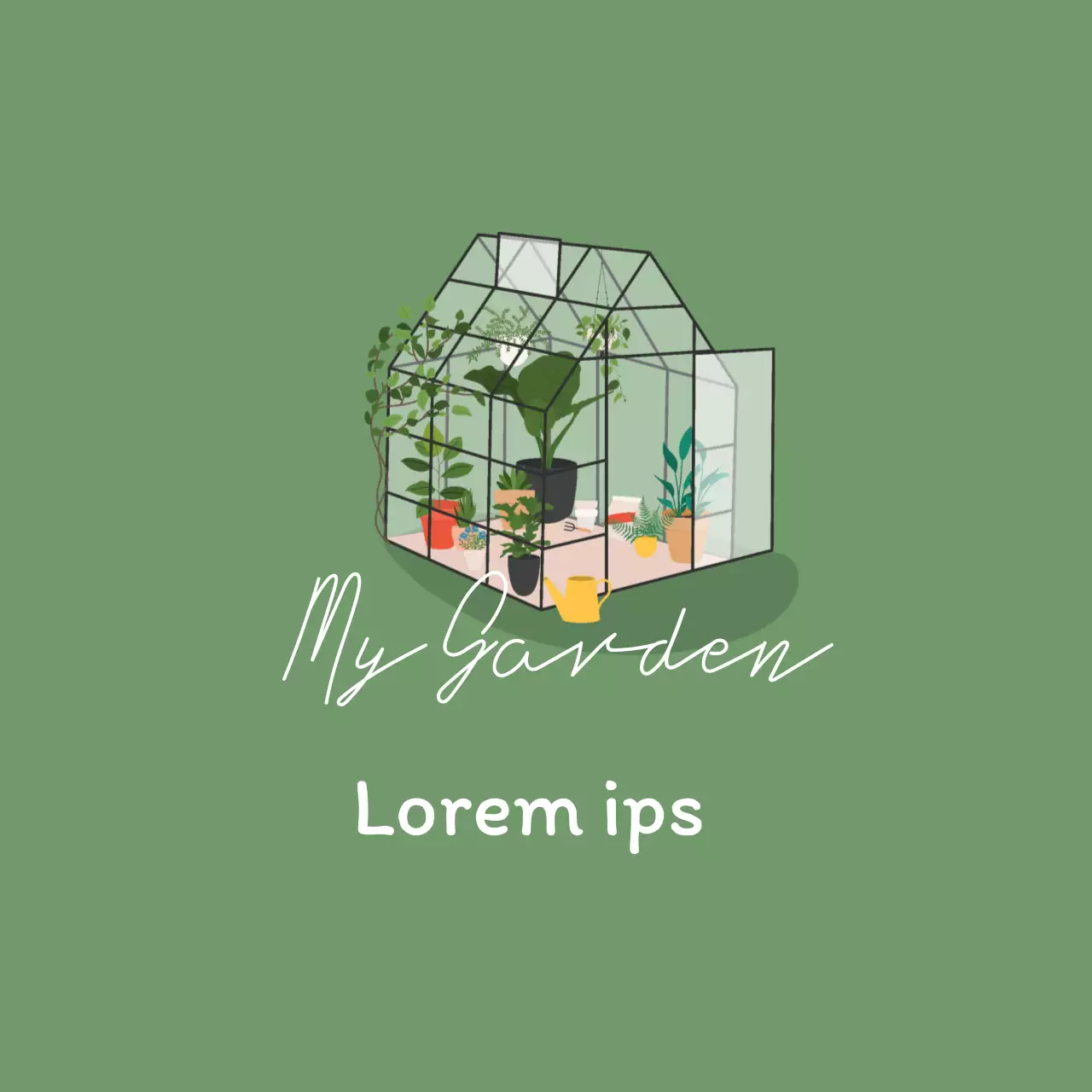 illustration verte plante simple café