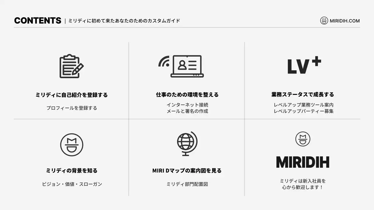 黒と白のシンプルなイラストコンセプトのグリーティングガイド