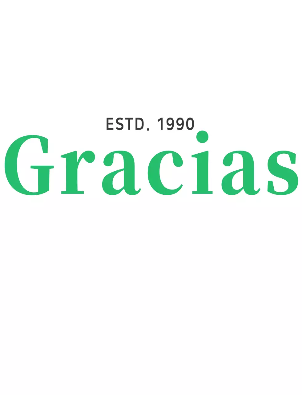 Merci Camiseta personalizada con logo blanco y verde ilustración floral