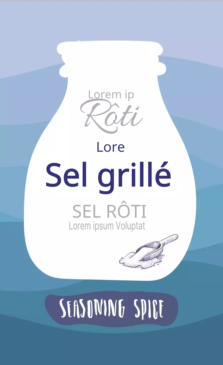 Étiquette de sel cuit Neat Food à motif bleu