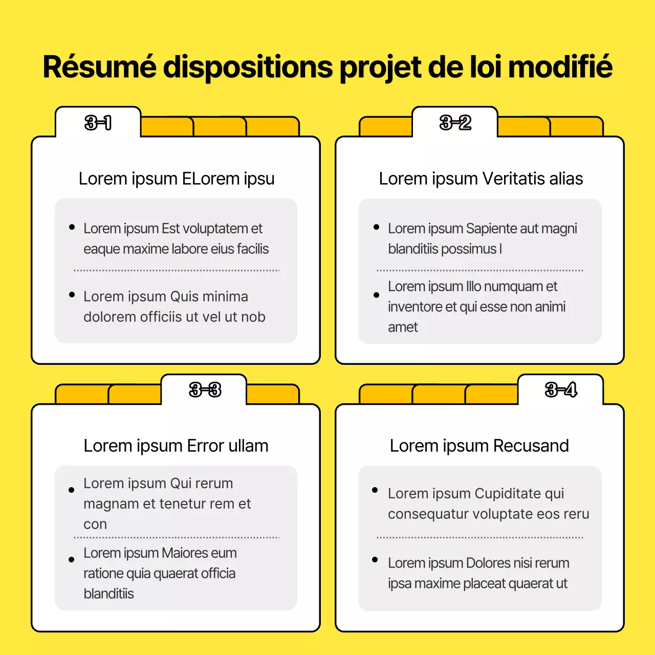Illustration jaune Concept Modification du droit du travail Loi sur l'égalité entre les hommes et les femmes Guide