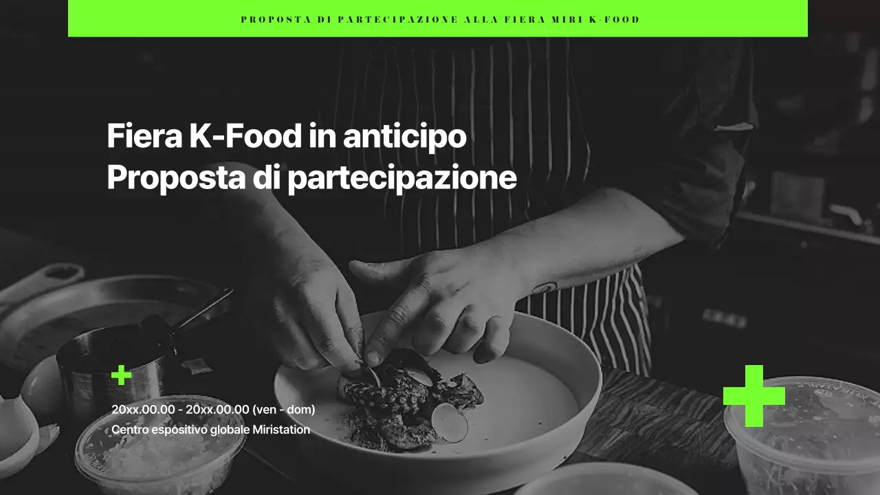 Proposta aziendale di fiera alimentare moderna in nero e chartreuse