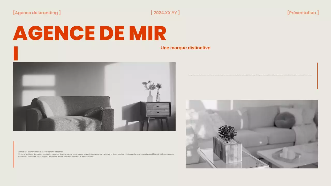 Un briefing d'agence de marque orange et chic