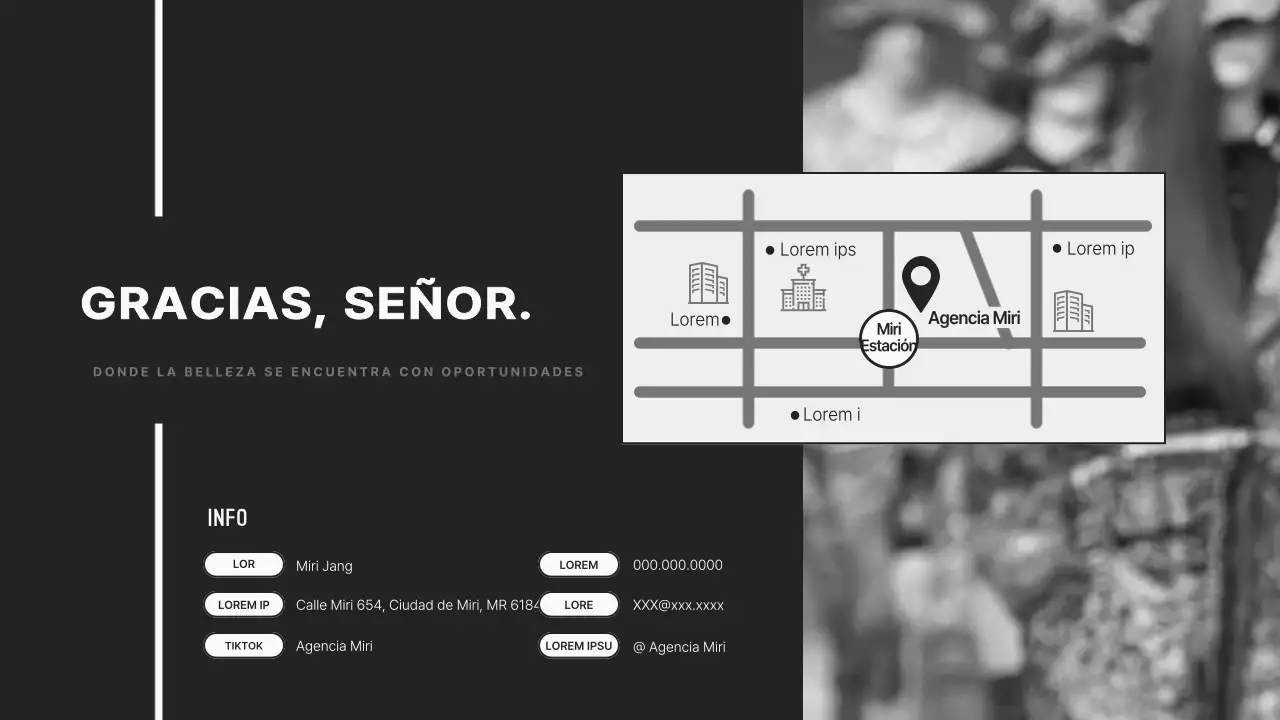 Perfil de empresa de agencia de modelos limpio y moderno en negro.