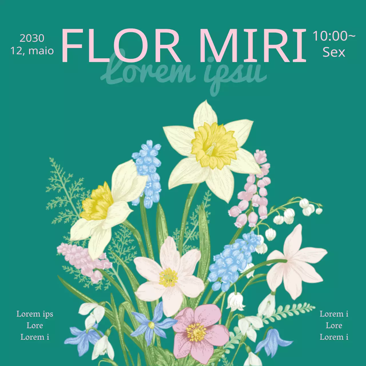 Um campo de classe de flores de cor suave e mentolada