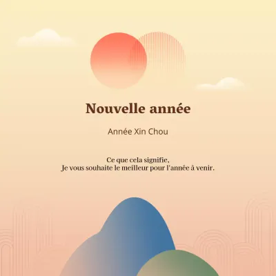 Affiche du Nouvel An pour les médias sociaux sur fond rose pâle