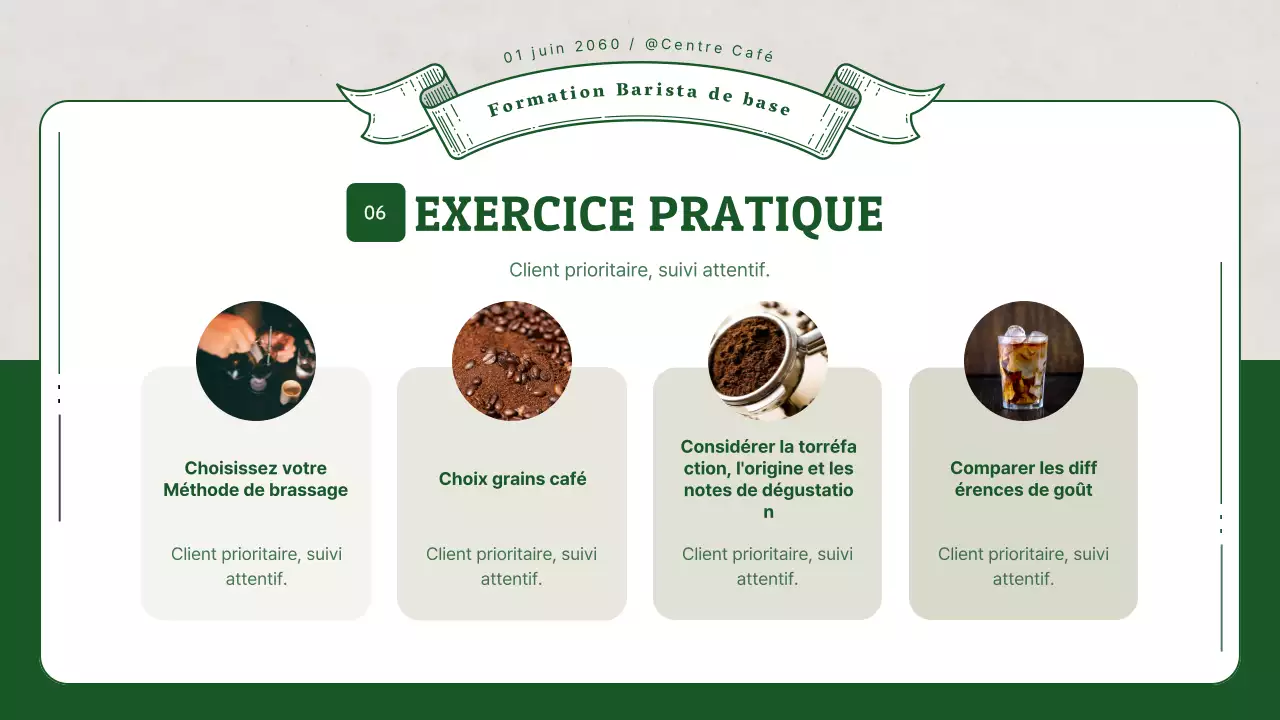 Formation de barista avec des illustrations 3D vertes