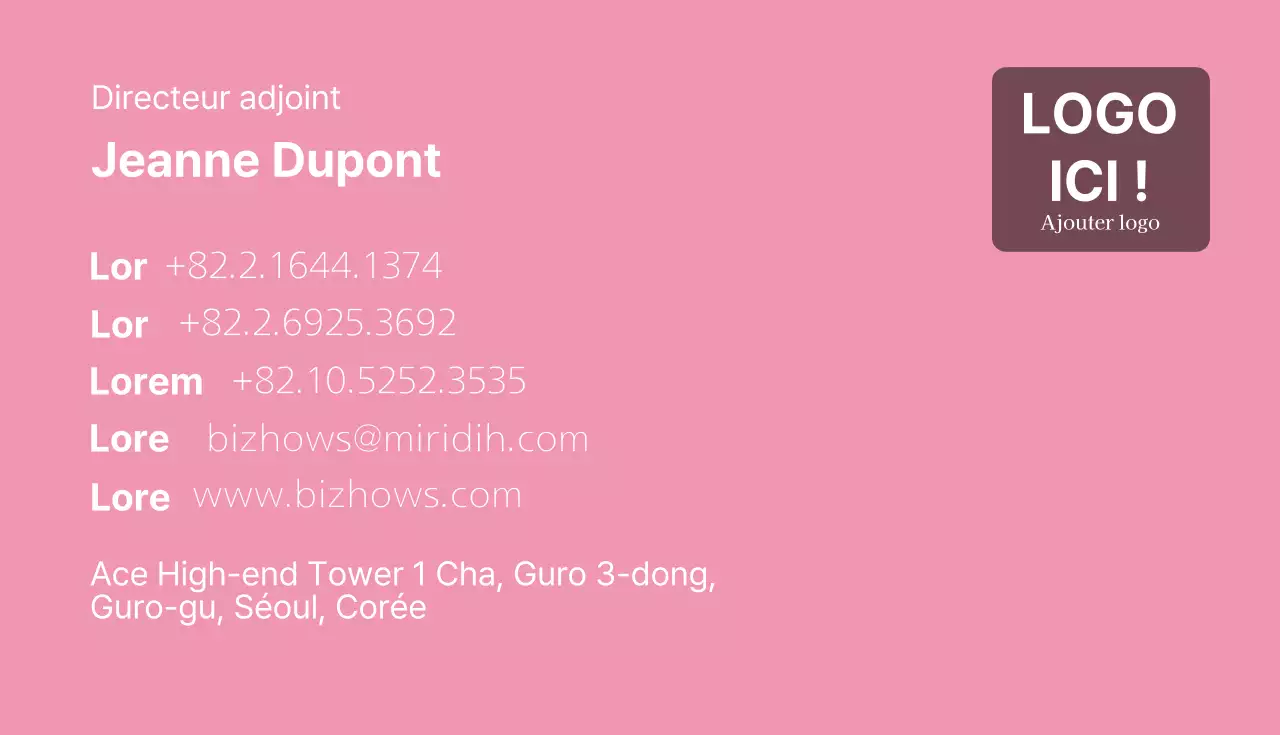 Carte de visite simpleRose