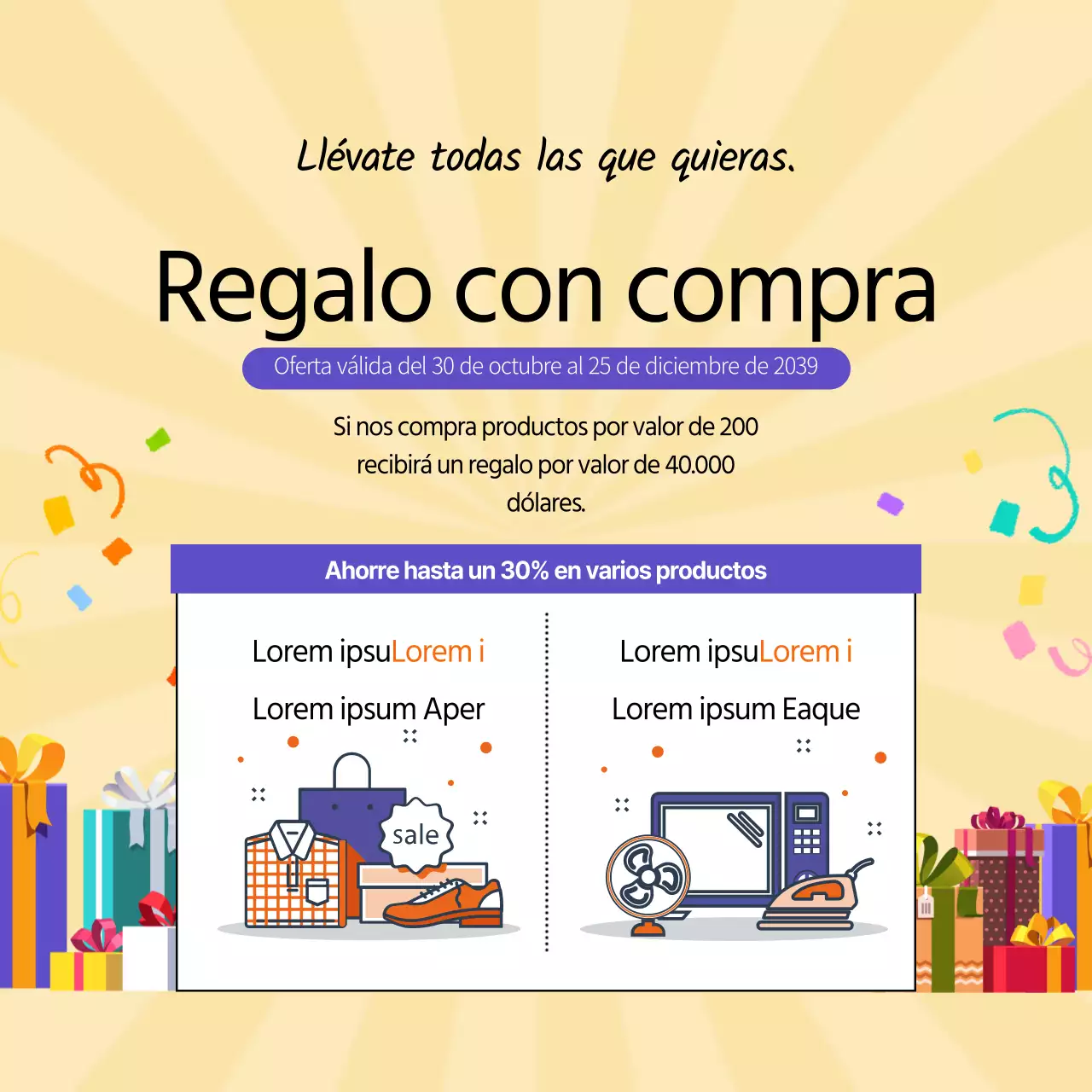 Cheque regalo para la compra de productos